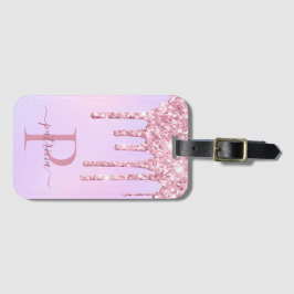 Glam Rosa Glitter Dricks Elegant Monogram Bagagebricka