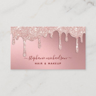 Glam Rosa Glitter Drip Foil Beauty Salon Visitkort