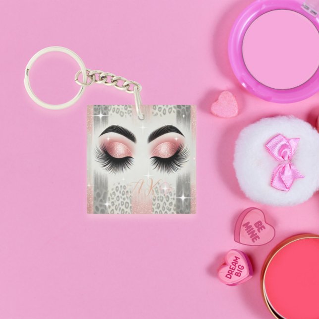Glam Rosa Glitter Eyelash Monogram Keychain ( Dreamy glam for your keys — personalized just for you!)