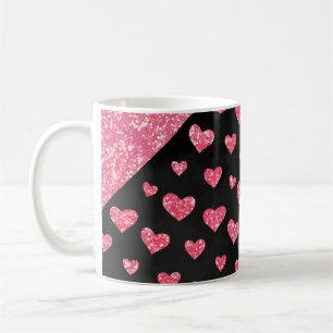 Glam Rosa Glitter Hearts Gnistra Romantic Kaffemugg