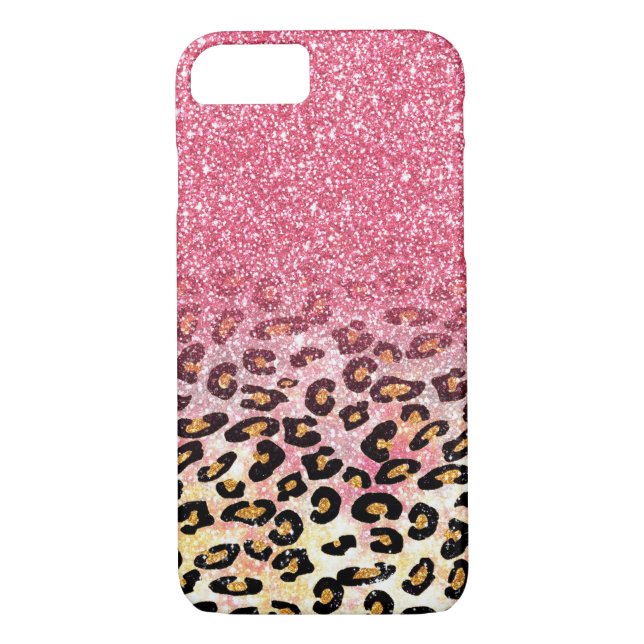 Glam Rosa Glitter Leopard Mönster Case-Mate iPhone Skal (Baksida)