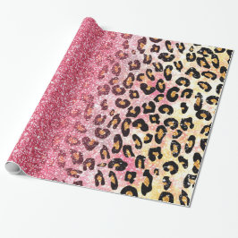 Glam Rosa Glitter Leopard Mönster Presentpapper