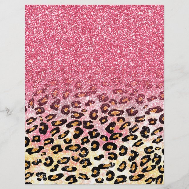 Glam Rosa Glitter Leopard Mönster Reklamblad (Framsidan)