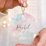 Glam Rosa Glitter Pastel Girly Mönster Julgransprydnad Keramik<br><div class="desc">Anpassa enkelt den här söt rosan vid glitter mönster med ditt eget namn och/eller monogram.</div>