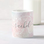 Glam Rosa Glitter Pastel Girly Mönster Kaffemugg<br><div class="desc">Anpassa enkelt den här söt rosan vid glitter mönster med ditt eget namn och/eller monogram.</div>