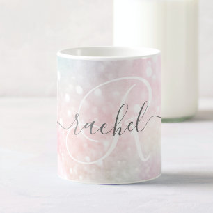 Glam Rosa Glitter Pastel Girly Mönster Kaffemugg