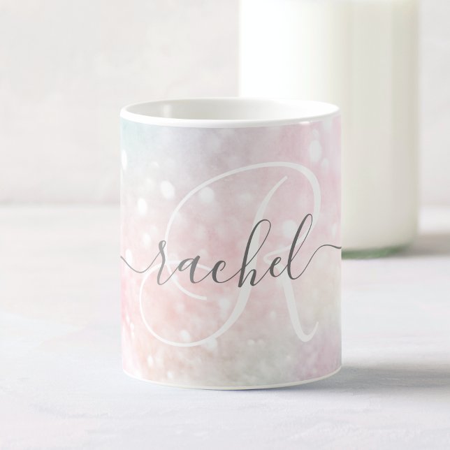 Glam Rosa Glitter Pastel Girly Mönster Kaffemugg (Skapare uppladdad)