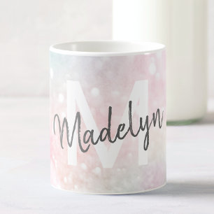Glam Rosa Glitter Pastel Girly Mönster Kaffemugg