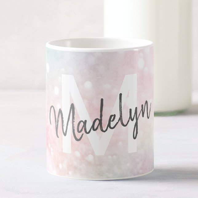 Glam Rosa Glitter Pastel Girly Mönster Kaffemugg (Skapare uppladdad)