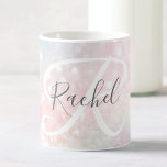 Glam Rosa Glitter Pastel Girly Mönster Kaffemugg<br><div class="desc">Anpassa enkelt den här söt rosan vid glitter mönster med ditt eget namn och/eller monogram.</div>