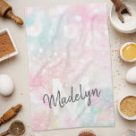Glam Rosa Glitter Pastel Girly Mönster Kökshandduk<br><div class="desc">Anpassa enkelt den här söt rosan vid glitter mönster med ditt eget namn och/eller monogram.</div>