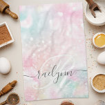 Glam Rosa Glitter Pastel Girly Mönster Kökshandduk<br><div class="desc">Anpassa enkelt den här söt rosan vid glitter mönster med ditt eget namn och/eller monogram.</div>