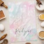 Glam Rosa Glitter Pastel Girly Mönster Kökshandduk<br><div class="desc">Anpassa enkelt den här söt rosan vid glitter mönster med ditt eget namn och/eller monogram.</div>