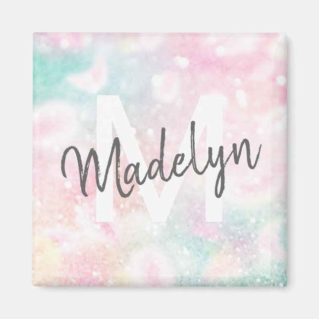 Glam Rosa Glitter Pastel Girly Mönster Magnet (Framsidan)
