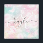 Glam Rosa Glitter Pastel Girly Mönster Magnet<br><div class="desc">Anpassa enkelt den här söt rosan vid glitter mönster med ditt eget namn och/eller monogram.</div>