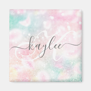 Glam Rosa Glitter Pastel Girly Mönster Magnet