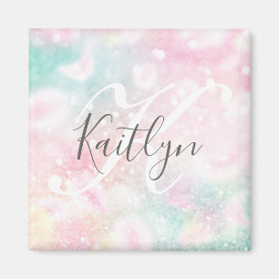 Glam Rosa Glitter Pastel Girly Mönster Magnet