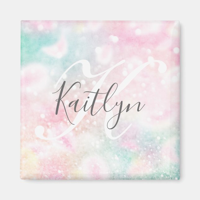 Glam Rosa Glitter Pastel Girly Mönster Magnet (Framsidan)