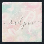 Glam Rosa Glitter Pastel Girly Mönster Stenunderlägg<br><div class="desc">Anpassa enkelt den här söt rosan vid glitter mönster med ditt eget namn och/eller monogram.</div>