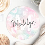 Glam Rosa Glitter Pastel Girly Mönster Underlägg Papper Rund<br><div class="desc">Anpassa enkelt den här söt rosan vid glitter mönster med ditt eget namn och/eller monogram.</div>