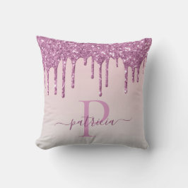 Glam Rosa Glitterdroppar Elegant Monogram Kudde