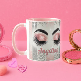 Glam Rosa Glittrande Ögonfransar Mugg