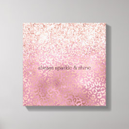 Glam Rosa Glitzy Glitter Leopard Print Canvastryck
