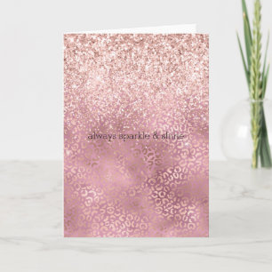 Glam Rosa Glitzy Glitter Leopard Print Kort