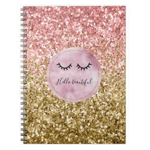 Glam Rosa Guld Glitter Black Eyelash Anteckningsbok