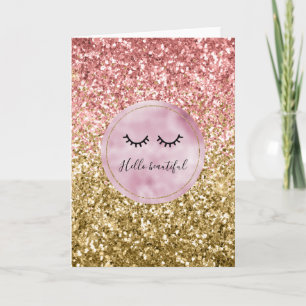 Glam Rosa Guld Glitter Black Eyelash Kort