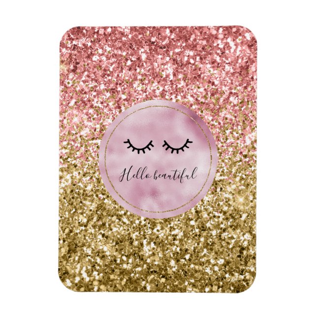 Glam Rosa Guld Glitter Black Eyelash Magnet (Vertikal)