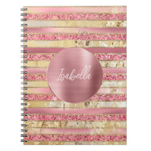 Glam Rosa Guld Glitter Rand Anteckningsbok