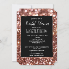 Glam rosa guld glitter svart  inbjudningar