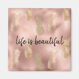 Glam Rosa Guld Pineapples Magnet