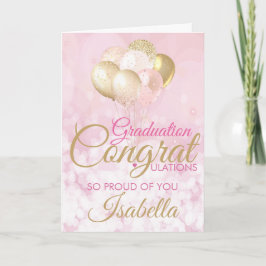Glam Rosa Guld Studenten Grattisar Kort