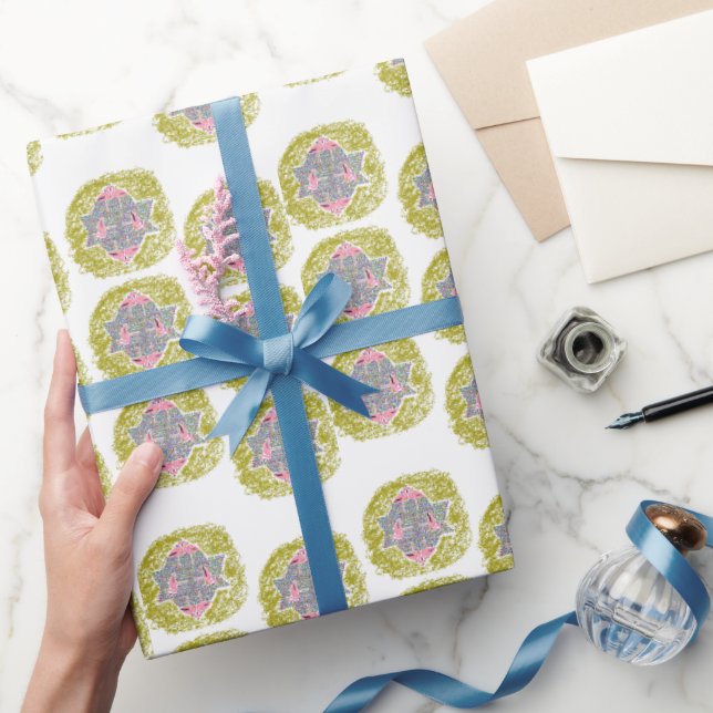 Glam rosa Hanukkah flamingos strand Presentpapper (Gifting)