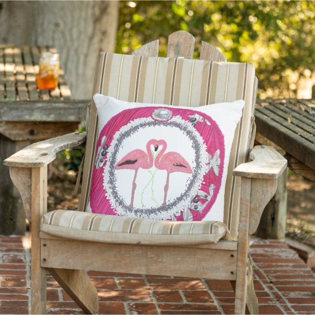 Glam rosa julflamingos kudde (Stol)