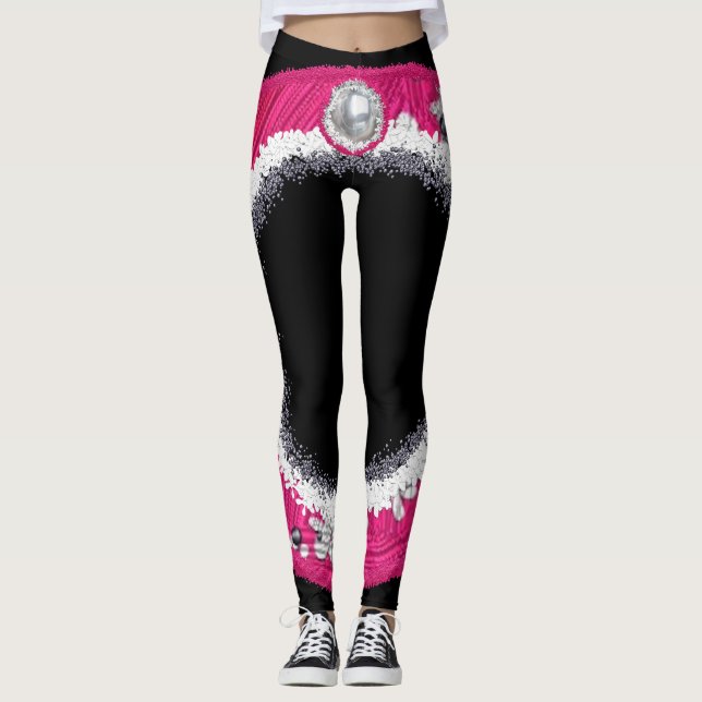 Glam rosa julkrans leggings (Framsida)