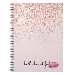 Glam Rosa Kiss Läppar Glitter Anteckningsbok
