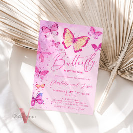 Glam Rosa Little Butterfly Baby Shower-inbjudan Inbjudningar