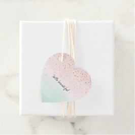 Glam, Rosa Mint Guld Gnistra konfetti Gåvor Etiketter