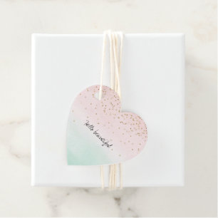 Glam,  Rosa Mint Guld Gnistra konfetti Gåvor Etiketter