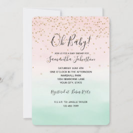 Glam,  Rosa Mint Guld Gnistra konfetti Inbjudningar