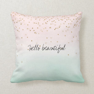 Glam,  Rosa Mint Guld Gnistra konfetti Kudde