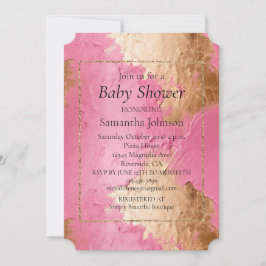 Glam Rosa och Guld Baby Shower Inbjudningar