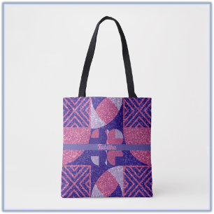 Glam Rosa och Lila Geometric Tote Bag Tygkasse