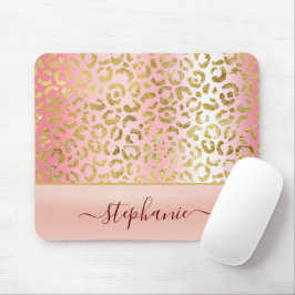 Glam Rosa Ombre Guld Leopard Mönster Personlig Musmatta