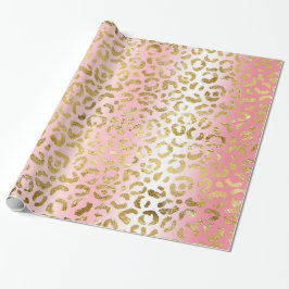 Glam Rosa Ombre Guld Leopard Mönster Presentpapper