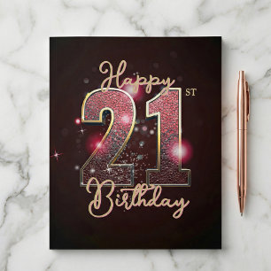 Glam Rosa Ormskinn Guld Glitter 21-årsdag Vykort