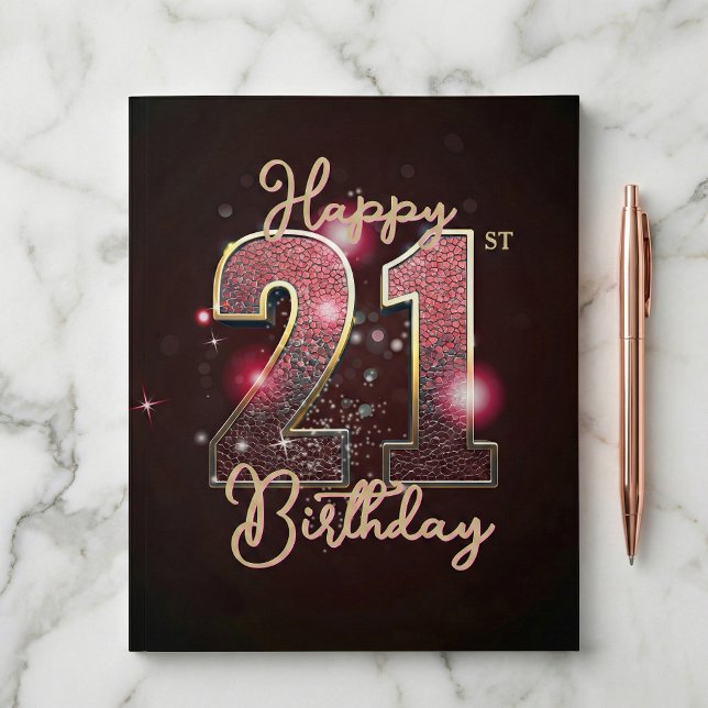 Glam Rosa Ormskinn Guld Glitter 21-årsdag Vykort (Skapare uppladdad)